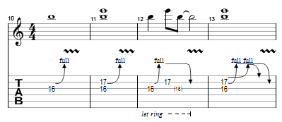 tablature des différentes manières de faire un bend : série 3