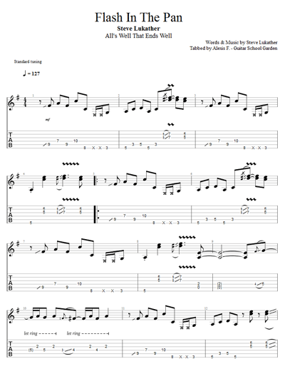 télécharger la tablature du morceau Flash In The Pan de Steve Lukather